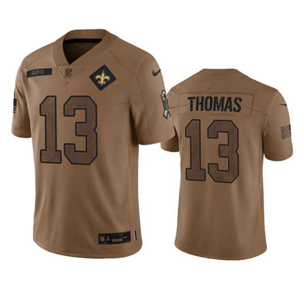 Mens New Orleans Saints #13 Michael Thomas 2023 Brown Salute To Service Limited Football Stitched Jersey Dyin->new orleans saints->NFL Jersey